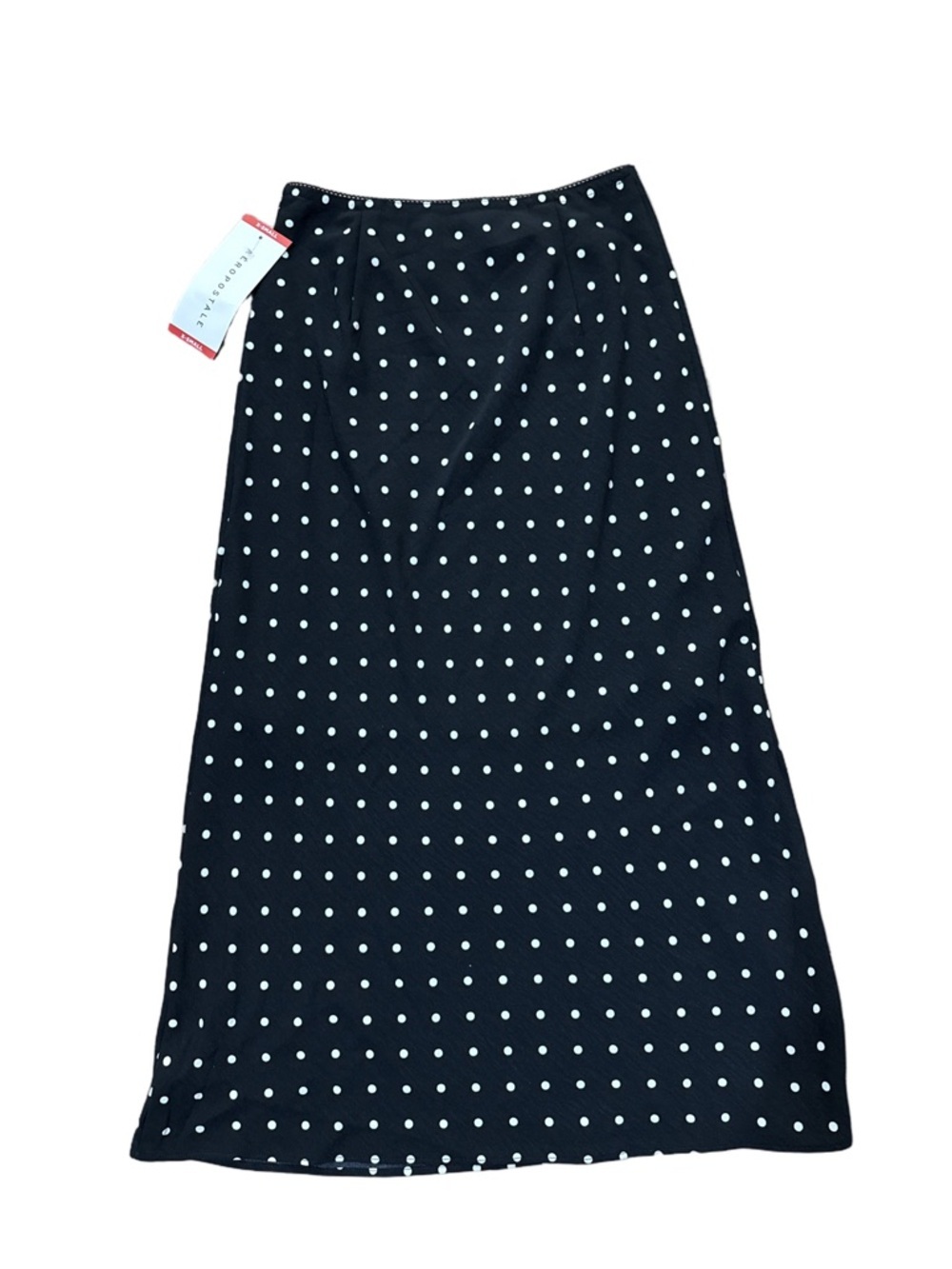 Polka Dot Midi Skirt - Black with White Dots - Picture 2 of 3